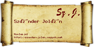 Szünder Jolán névjegykártya