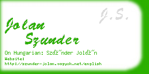 jolan szunder business card